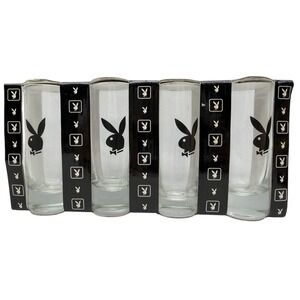 Playboy Classic Tall Glass Set (Black Logo Highball Set Of Four)